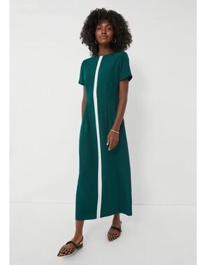 Tuckernuck Teal Midi Dress with White Front Stripe